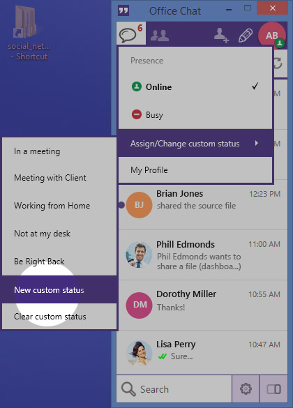 Custom Status - Office Chat